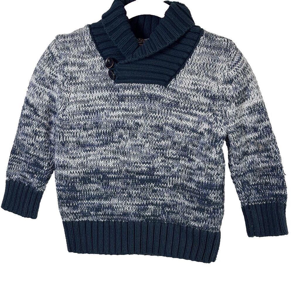Genuine Kids  By OshKosh Knit Sweater Green&White ribbed shawl collar Cottage